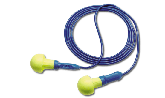 Metal Detectable Earplugs 3M E-A-R Push-Ins coiled together on a flat surface
