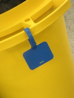 detectable tie id tag on bucket